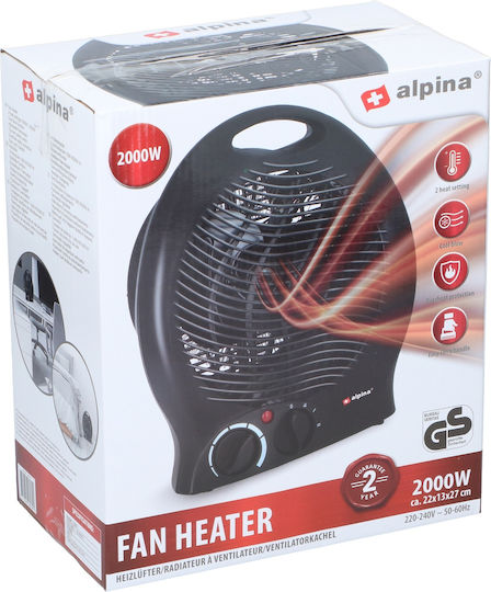 Alpina Heizlüfter Boden Schwarz 2000W
