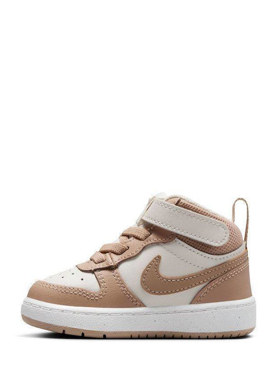 Court Borough Mid 2 Παιδικά Sneakers High με Σκρατς Μπεζ CD7784-125