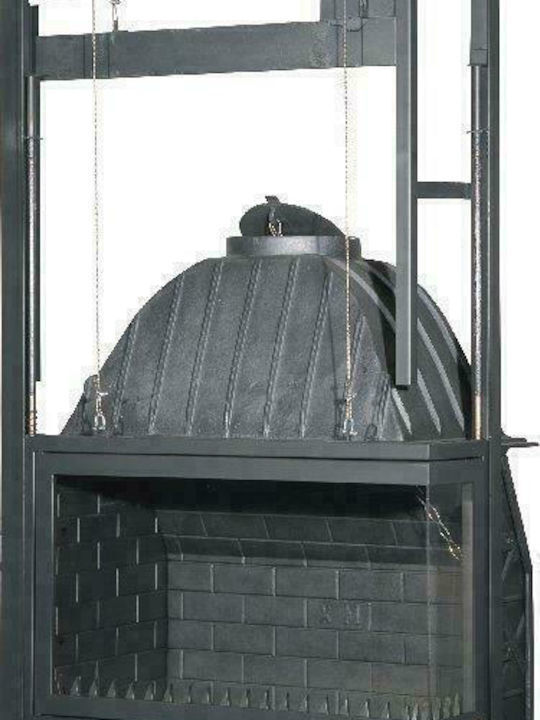 CHytiria Misailidi T-75 Corner Drept Focar Interior din fontă 78x49x140cm