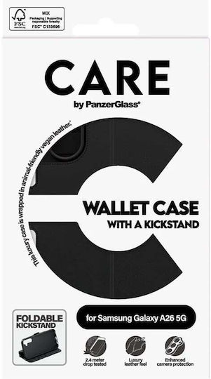 CARE by PanzerGlass Care Feature Kickstand Wallet Tempered Glass Black (Galaxy A26)