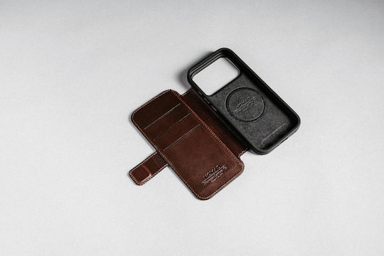 Nomad Horween Modern Folio Brieftasche Leder / Silikon 2mm Schwarz (iPhone 17 Pro Max)