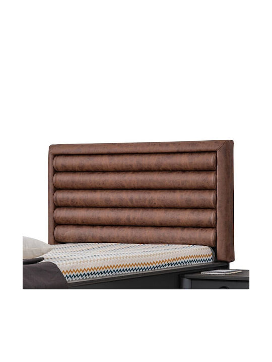 Kids Bed Single Brown Leather Headboard