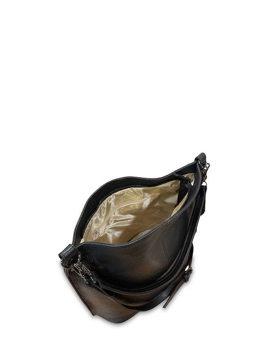 Women's Shoulder Bag Hobo Leather Grain Black
