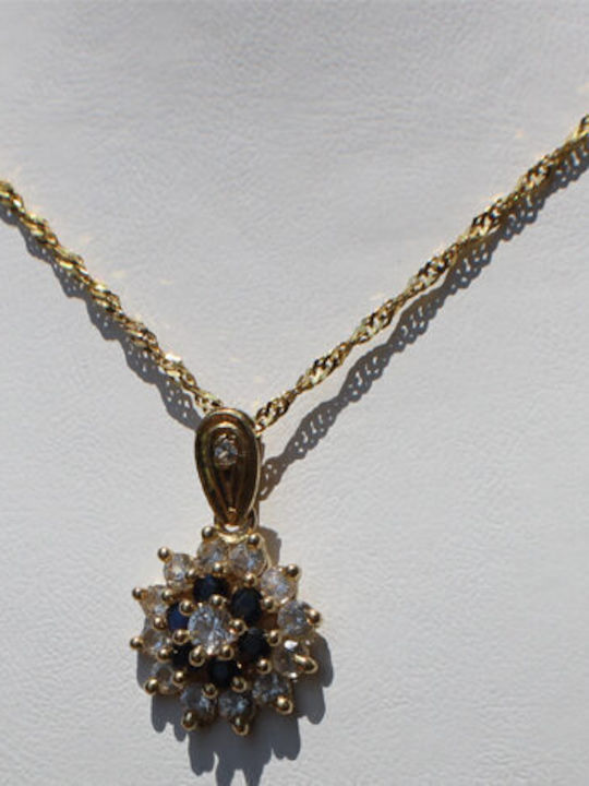 Gold Star Pendant 14K Tanzanites Sapphire Chain 45 Cm
