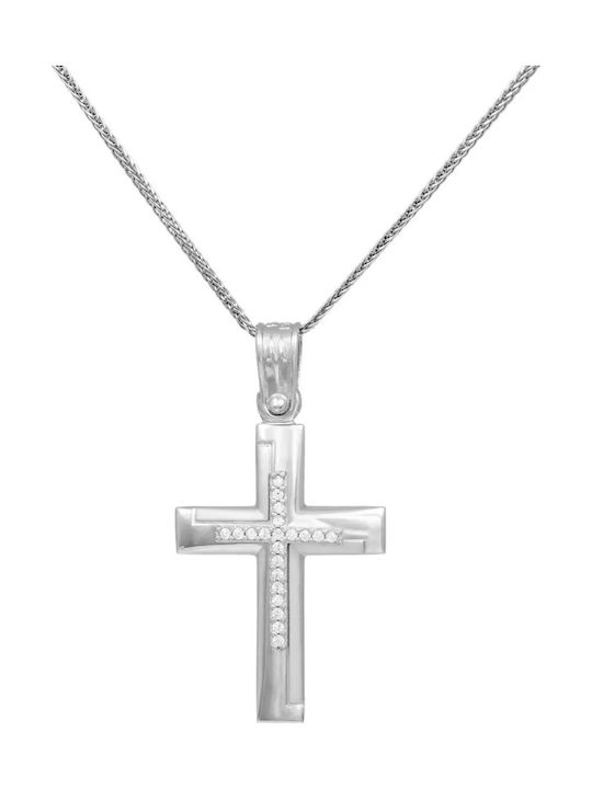 Weißgoldener Kreuz 14K Beidseitig