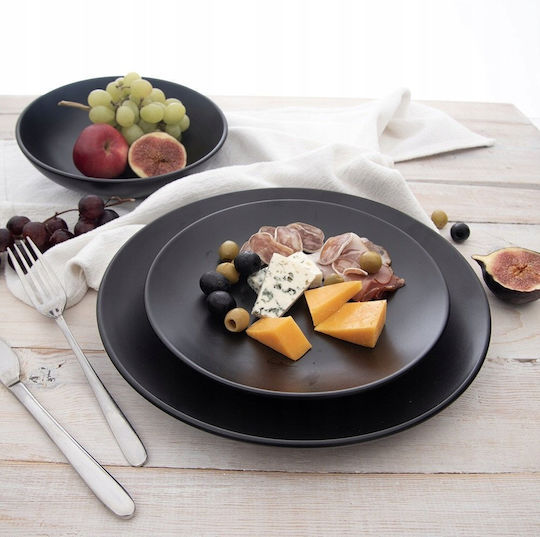 Lumarko Teller Suppe Keramik Schwarz mit Durchmesser 20.5cm