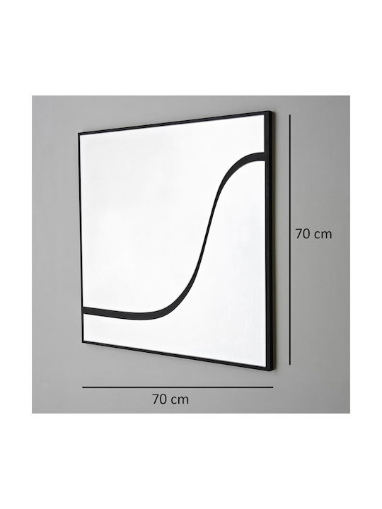 Огледало Черна Рамка Извито Дизайн 70x70см