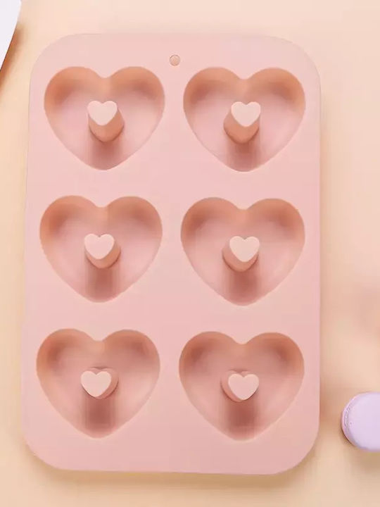 Silicone Bakeware Tins & Trays 6 Heart Donuts Turquoise