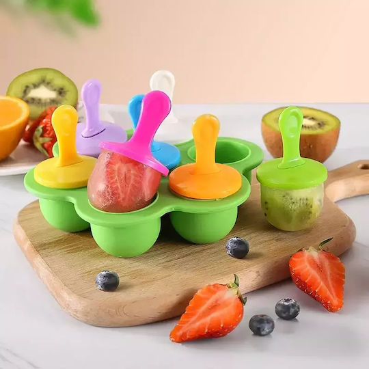 Silikon Eiskremform 7er Plätze Orange