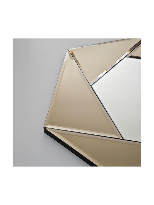 Oglindă De Perete Hexagonală Bronz Detalii 60x70 Cm