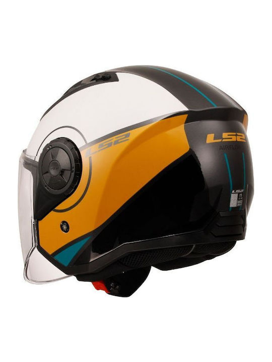 LS2 Airflow Ii Cover White/Brown Κράνος Μηχανής Jet ECE 22.06 1200gr