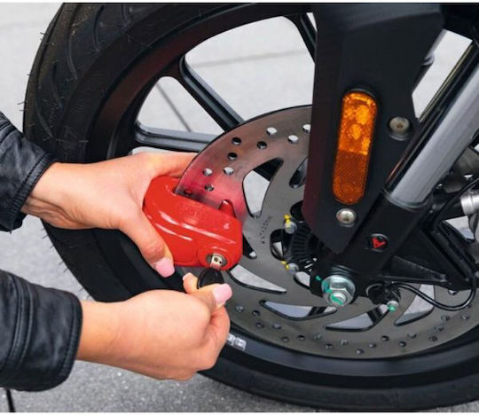 Abus 370 Trigger 2.0 Motorrad-Bremsscheibenschloss mit Durchmesser der Kette 10mm Rot Farbe
