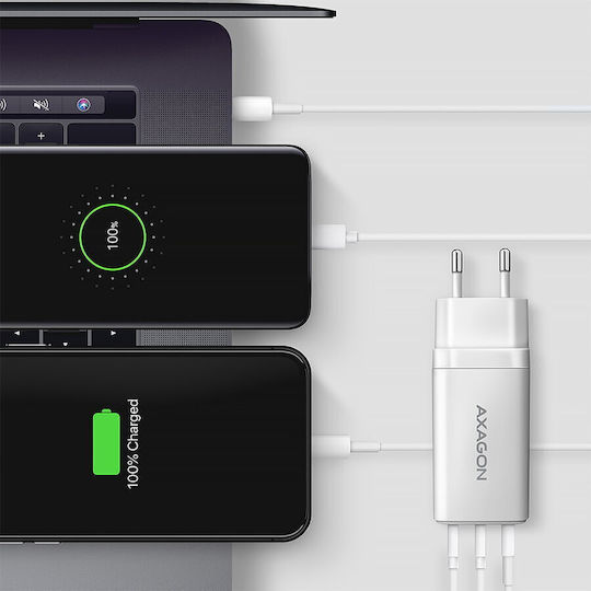 Axagon Φορτιστής Χωρίς Καλώδιο GaN 65W Power Delivery / Quick Charge 3.0 Λευκός (ACU-DPQ65W)