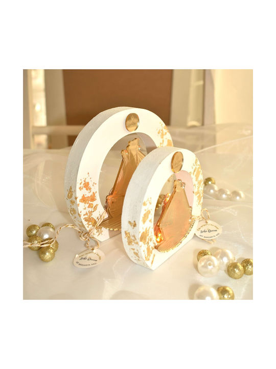 LiebeQueen Handmade Tabletop Lucky Charm Boat Gold made of Wood 1pcs