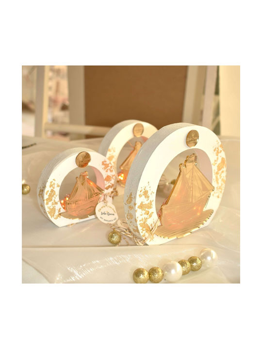 LiebeQueen Handmade Tabletop Lucky Charm Boat Gold made of Wood 1pcs