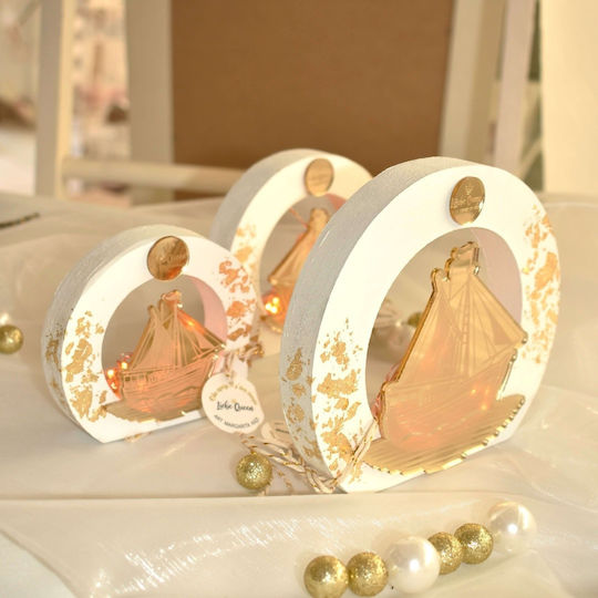 LiebeQueen Handmade Настолници Гоури Кораби Златист от Дървο 1бр