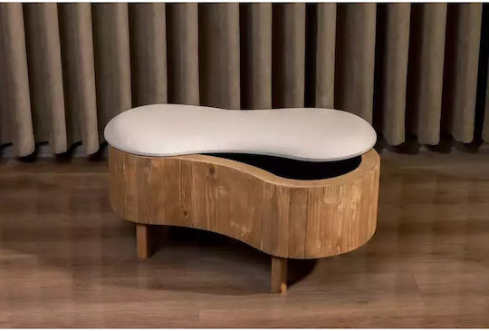 Hocker & Pouf Offene Ecru Holz Ecru Lederbezug