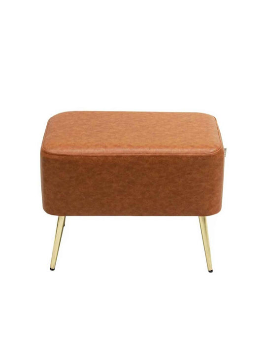 Leather Stool for Living Room with Gold Legs Modern Design