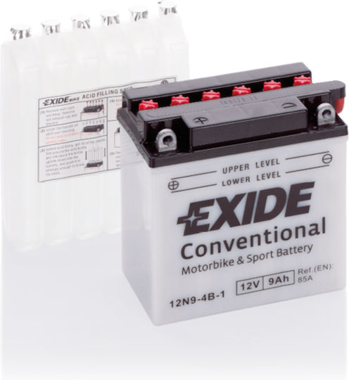 Exide Отворен тип Мотоциклетна батерия YB9-B с капацитет 9Ах