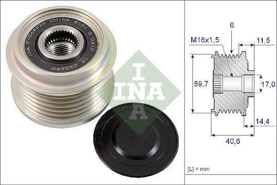 Ina Freewheel System Generator Alternator Bearing Opel Astra J GTC 1.7d Diameter 17.0 Mm Width 40.6 Mm