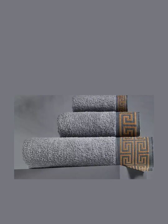 Set of Bath Towels 6 Pieces Elegant Model Anthracite – Powder