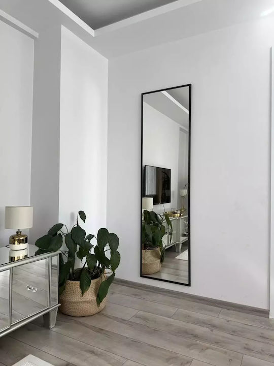 SteweHome Floor Mirror With Black Metal Frame 180x50cm