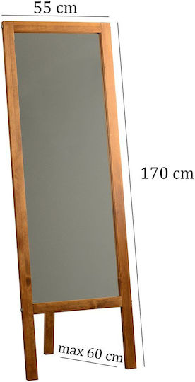 SteweHome Oglindă De Podea Cu Cadru Din Lemn Bej 170x55cm