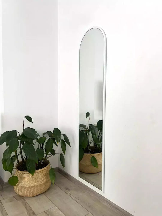 SteweHome Arched Floor Mirror with White Metal Frame 160x40cm