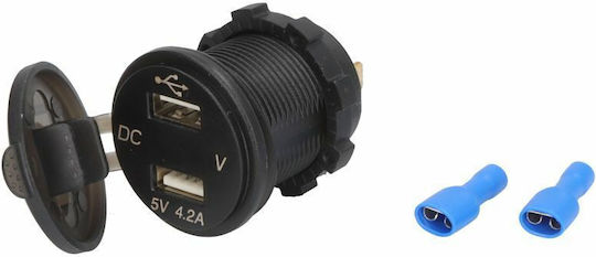 4Ride Motorradladegerät mit Anschlüssen: 2xUSB mit Voltmeter