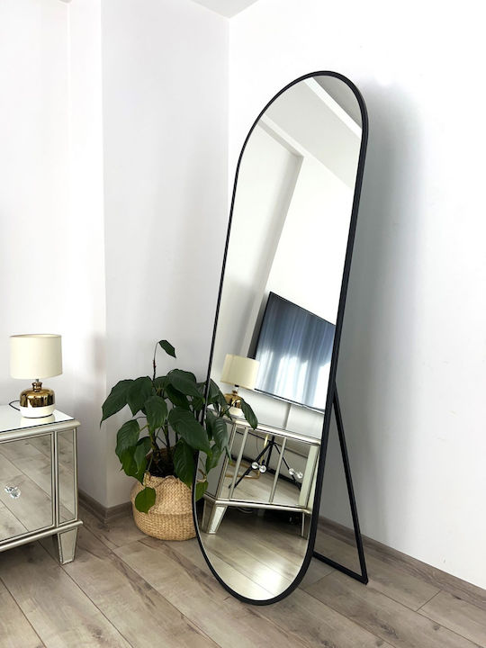 SteweHome Ovaler Boden- oder Standspiegel mit Schwarzem Metallrahmen 180x60cm
