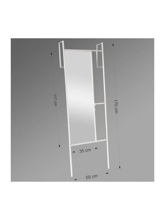 SteweHome Boden- oder Standspiegel mit Weißem Metallischem Rahmen 170x55cm