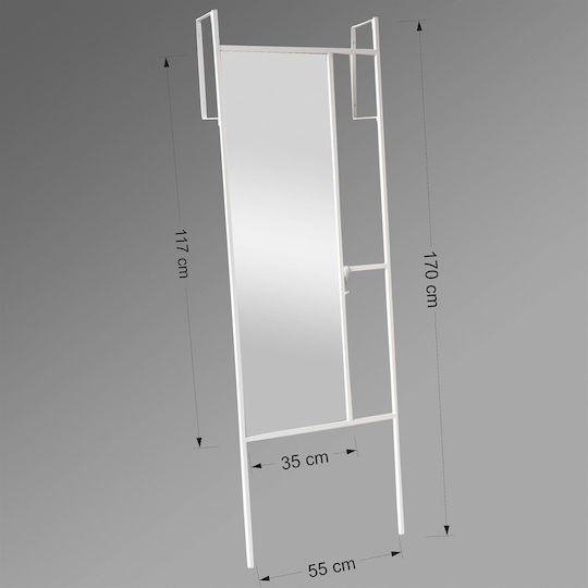 SteweHome Καθρέπτης με Λευκό Μεταλλικό Πλαίσιο 170x55cm