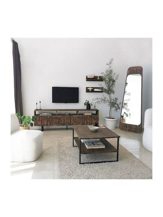 SteweHome Oglindă De Podea Asimetrică Cu Cadru Din Lemn Bej 170x65cm