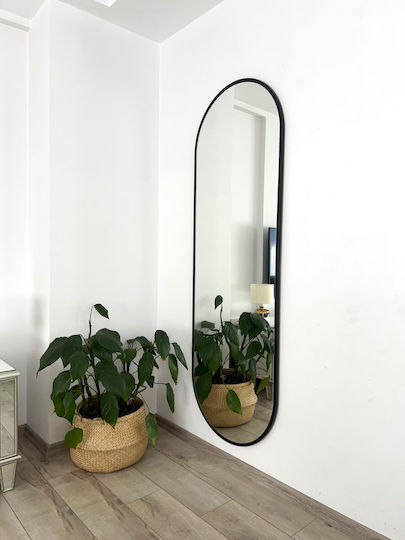 SteweHome Oglindă Ovală cu Cadru Metalic Negru 180x60cm