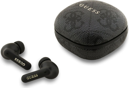 Guess 4G Script Logo In-ear Bluetooth Handsfree Earphones with Sweat Resistance and Charging Case Black