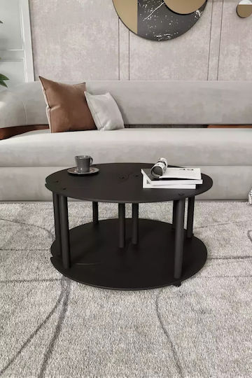 Τραπεζάκι Σαλονιού 2 Τεμαχίων Μαύρο 70 Cm