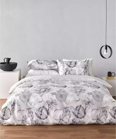 Kentia Onirico Σετ Μαξιλαροθήκες Oxford White - Silver Grey - Black 50x70εκ.