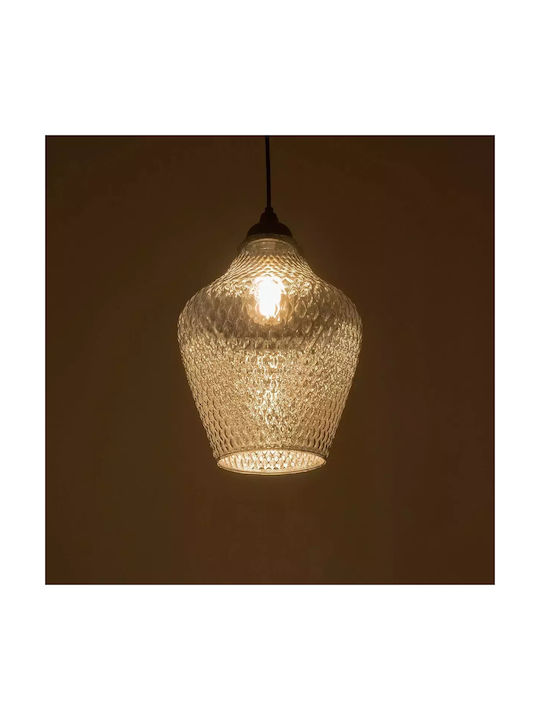 GloboStar Sklo Pendant Light Black with Crystals for Socket E27 22x22x31cm