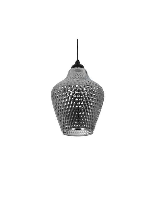 GloboStar Sklo Pendant Light Black with Crystals for Socket E27 22x22x31cm