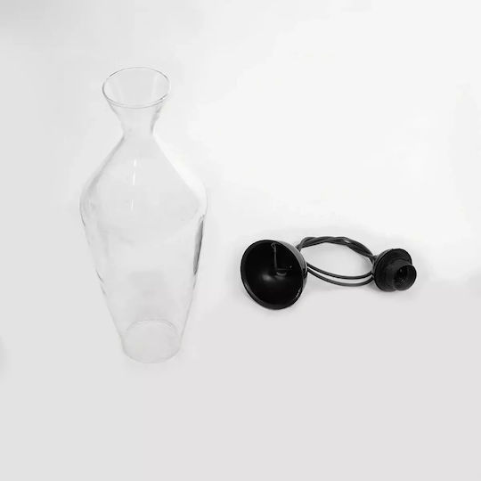 GloboStar Pendant Light Transparent with Crystals for Socket E27 15x15x40cm