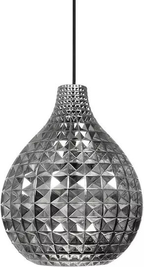 GloboStar Bastik Pendant Light Black with Crystals for Socket E27 22x22x26cm