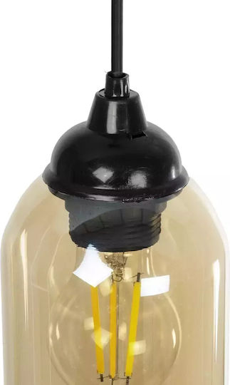 GloboStar Tube Pendant Light Honey with Crystals for Socket E27 10x10x24cm