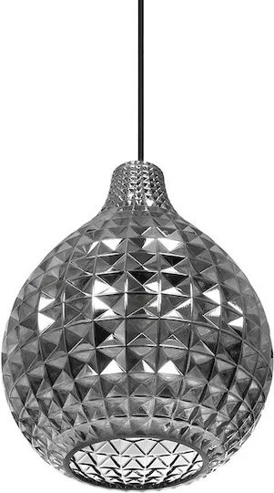 GloboStar Bastik Pendant Light Black with Crystals for Socket E27 22x22x26cm