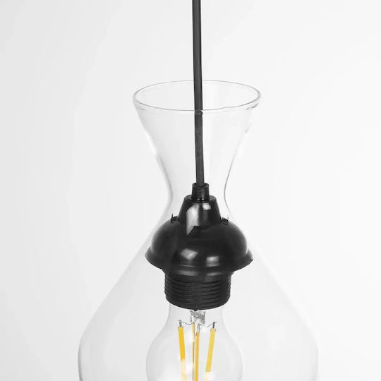 GloboStar Pendant Light Transparent with Crystals for Socket E27 15x15x40cm