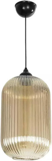 GloboStar Meloni Pendant Light Honey with Crystals for Socket E27 20x20x38cm