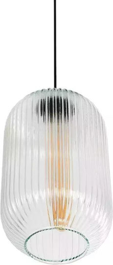 GloboStar Meloni Pendant Light Transparent with Crystals for Socket E27 20x20x38cm