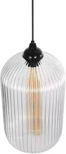 GloboStar Meloni Pendant Light Transparent with Crystals for Socket E27 20x20x38cm