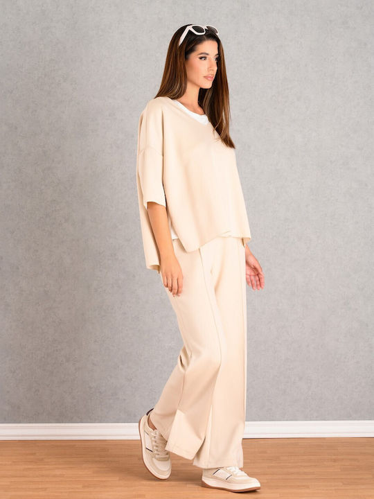 Women's Crop Top with V Neckline Vanilla