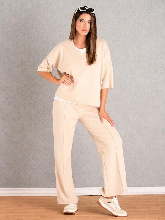 Women's Crop Top with V Neckline Vanilla