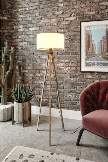 Ξύλινο Τρίποδο Stehlampe Modernes Skandinavisches Design